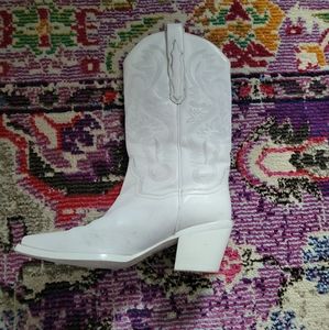 JEFFERY CAMPBELL DAGGET WHITE COWBOY BOOTS